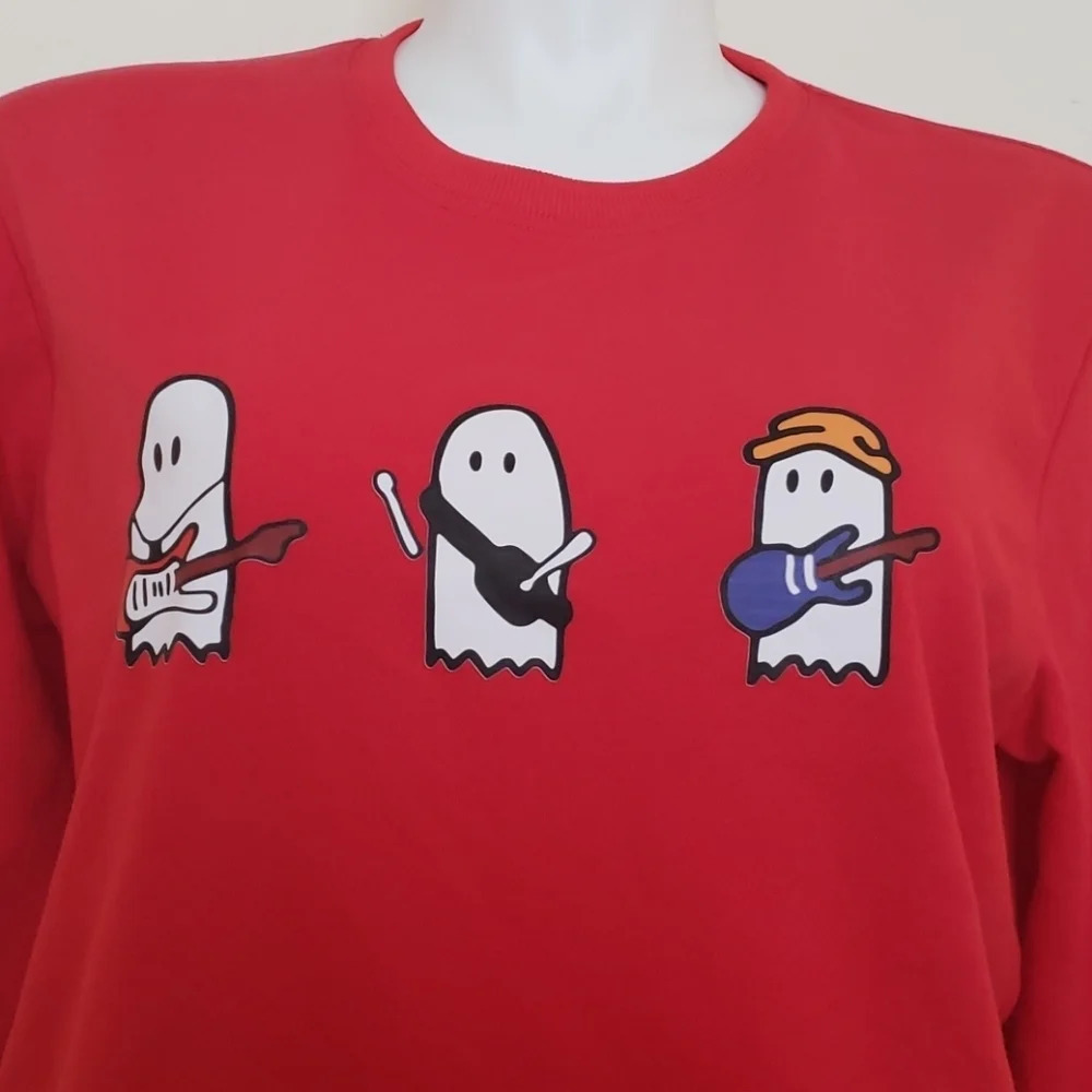 Red Ghost Print Crewneck Sweater - Picture 3 of 13
